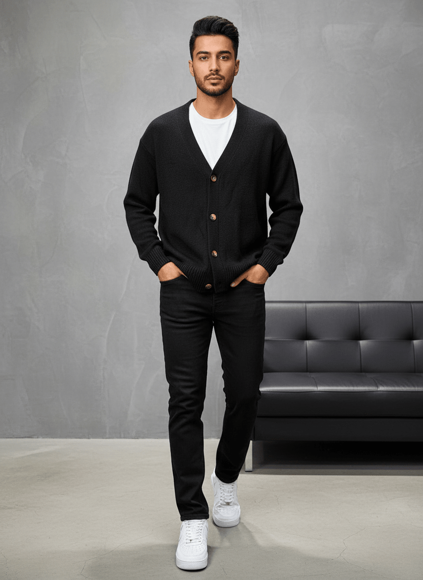 CARDIAN NOIR EN TRICOT 2606 - ZG PREMIUM