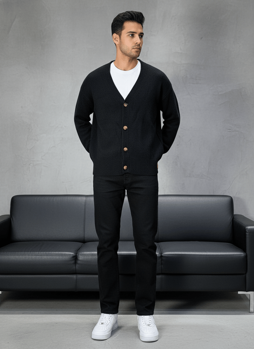 CARDIAN NOIR EN TRICOT 2606 - ZG PREMIUM