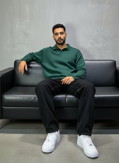 Pull Vert Tricot Polo 2305