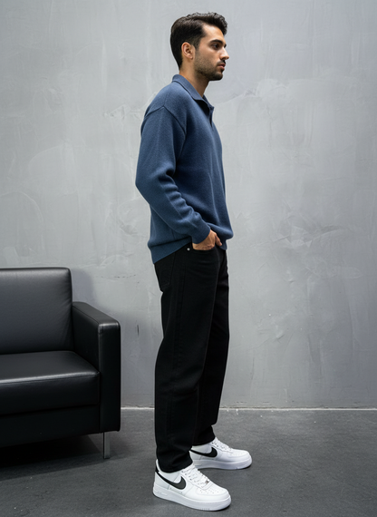 Pull bleu Tricot Polo 2305