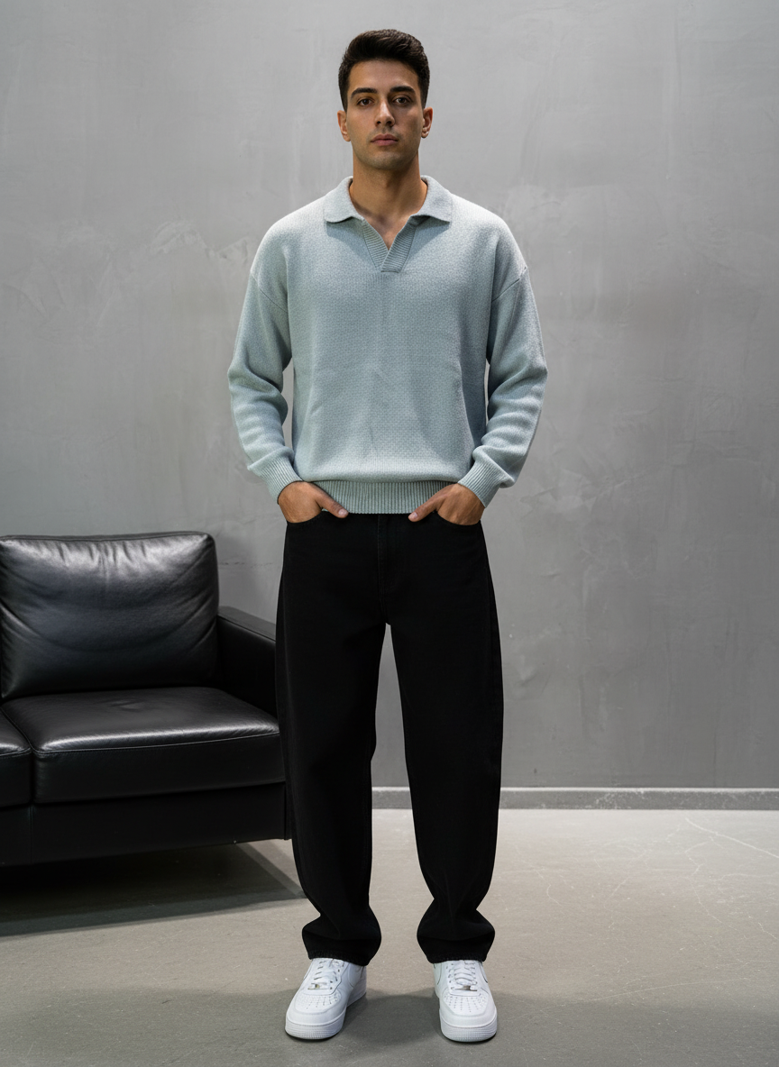 Pull bleu Tricot Polo  2305