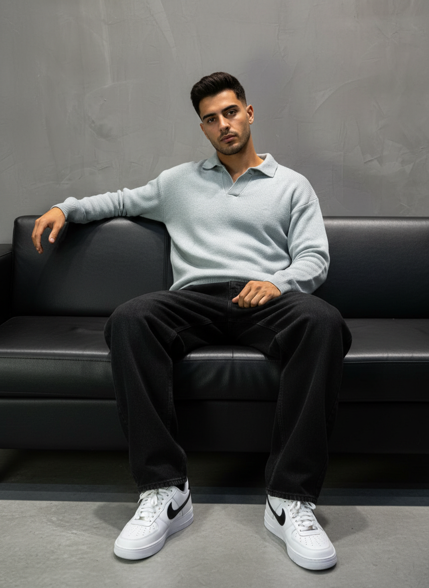 Pull bleu Tricot Polo  2305