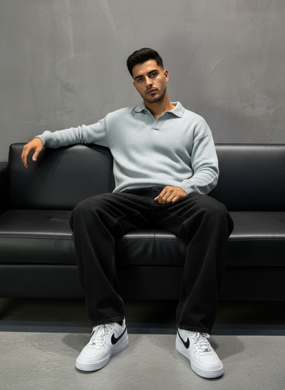 Pull bleu Tricot Polo  2305