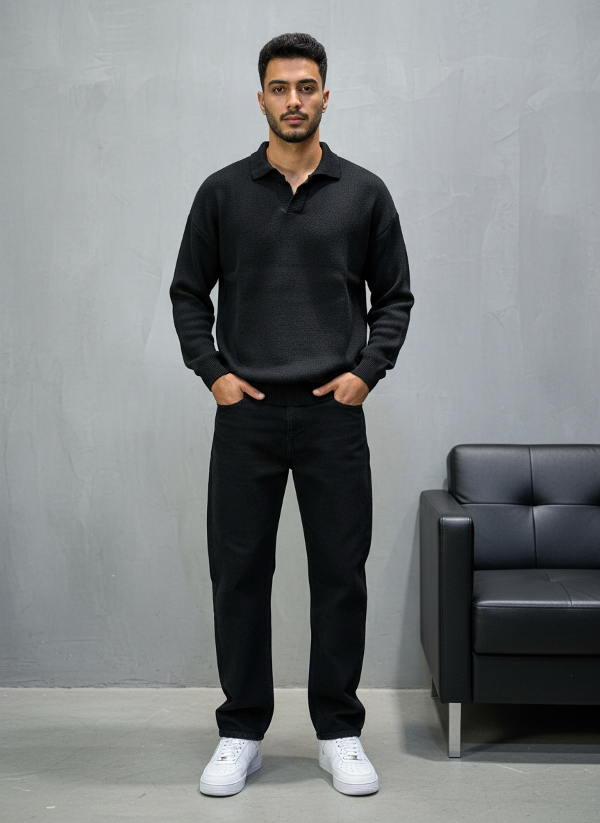 Pull noir Tricot Polo 2305