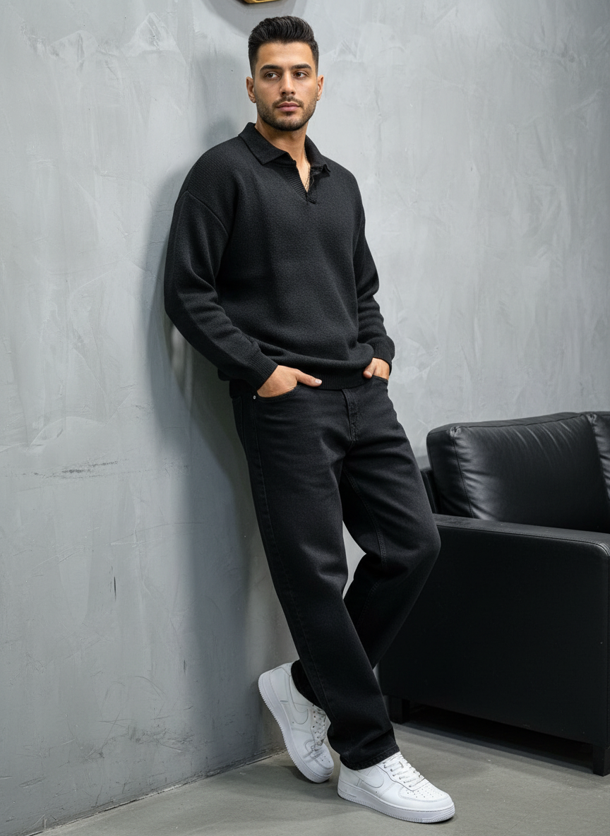 Pull noir Tricot Polo 2305