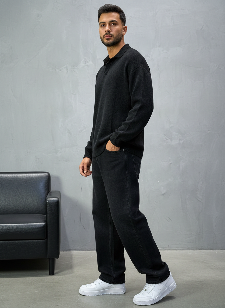 Pull noir Tricot Polo 2305