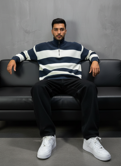 Pull Rayé Bleu Blanc 1964