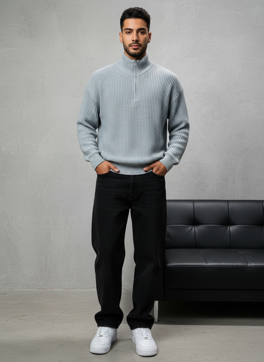 Pull Gris Tricot Épais 1902