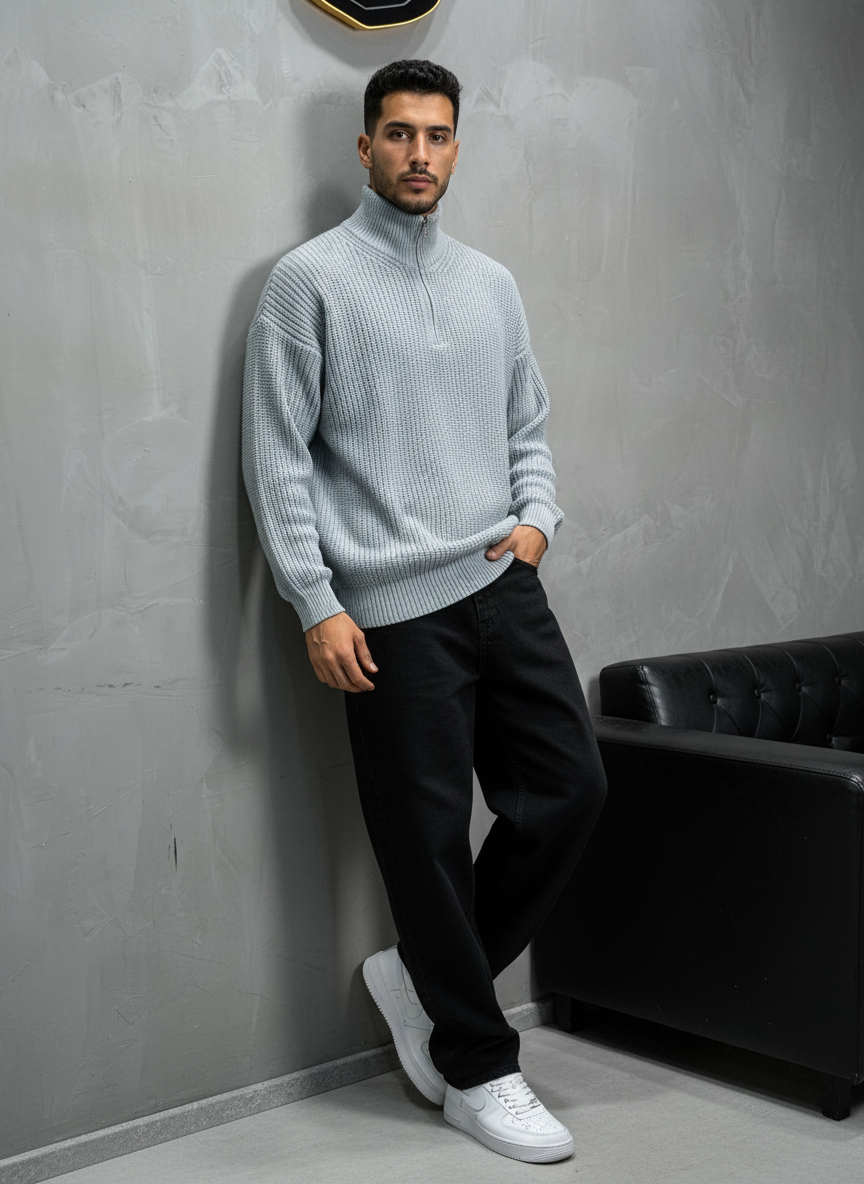 Pull Gris Tricot Épais 1902