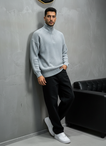 Pull Gris Tricot Épais 1902