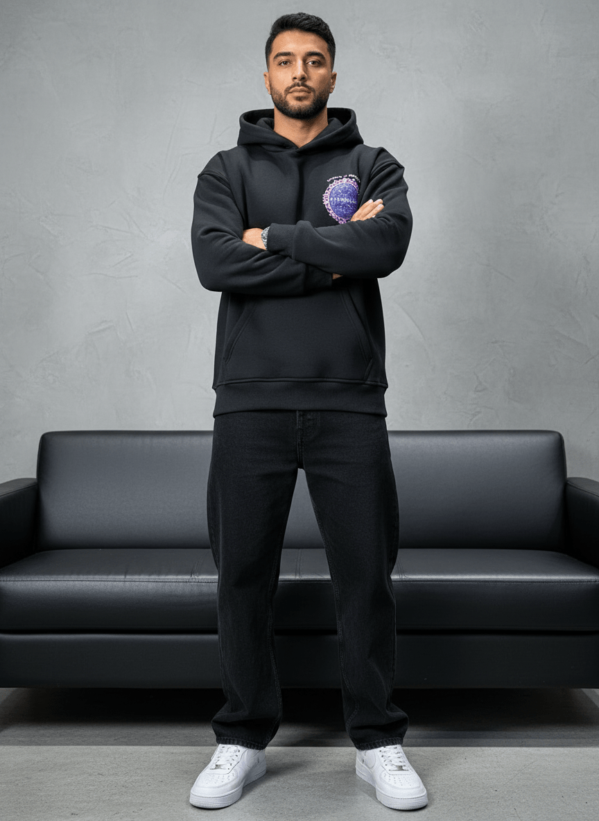 HOODIE NOIR GRAPHIQUE 7861 - ZG PREMIUM