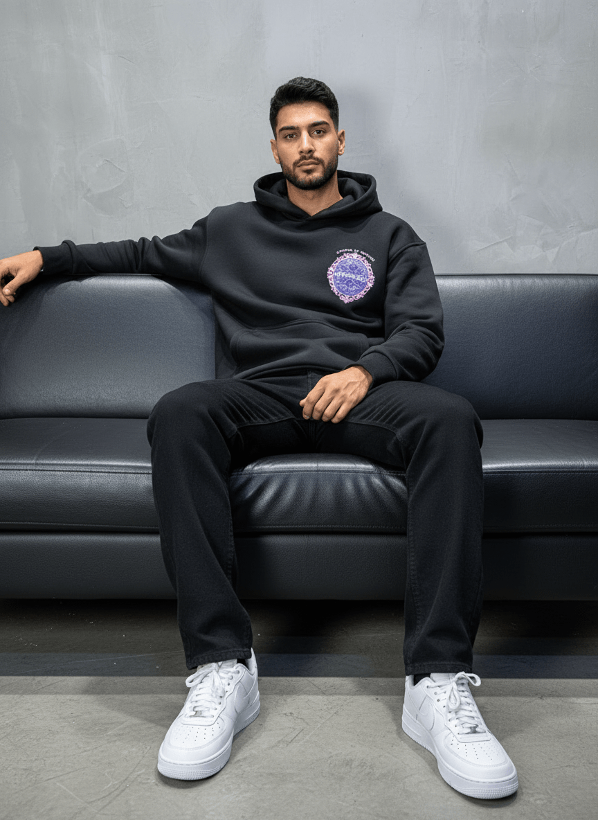 HOODIE NOIR GRAPHIQUE 7861 - ZG PREMIUM