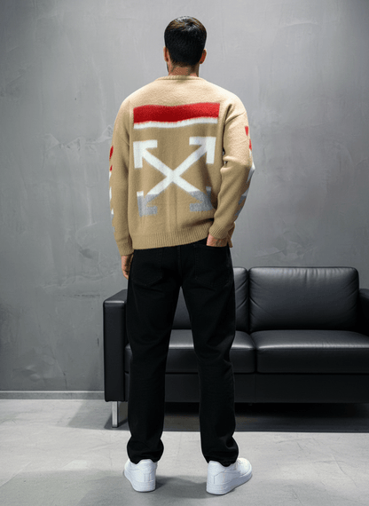 PULL TRICOT BEIGE GRAPHIQUE 5108 - ZG PREMIUM