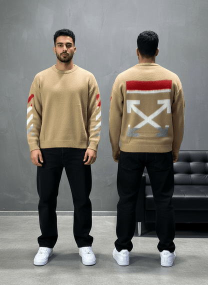 PULL TRICOT BEIGE GRAPHIQUE 5108 - ZG PREMIUM
