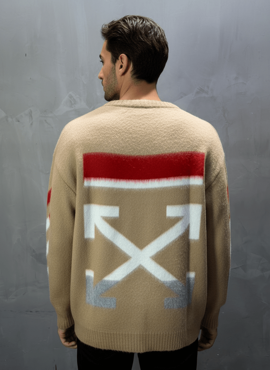 PULL TRICOT BEIGE GRAPHIQUE 5108 - ZG PREMIUM