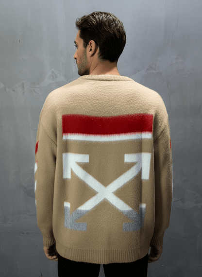 PULL TRICOT BEIGE GRAPHIQUE 5108 - ZG PREMIUM