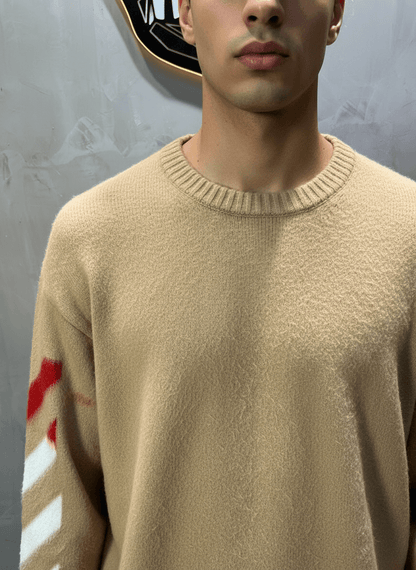 PULL TRICOT BEIGE GRAPHIQUE 5108 - ZG PREMIUM