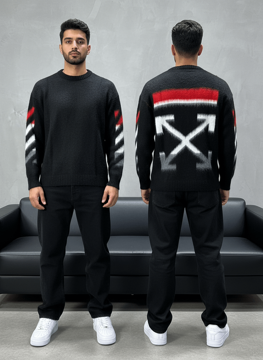 PULL TRICOT NOIR GRAPHIQUE 5108 - ZG PREMIUM