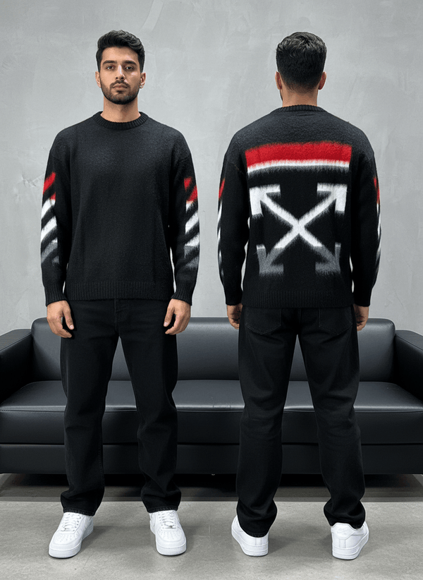 PULL TRICOT NOIR GRAPHIQUE 5108