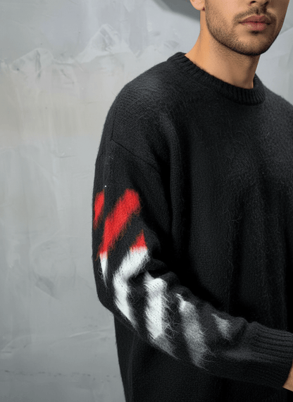 PULL TRICOT NOIR GRAPHIQUE 5108 - ZG PREMIUM