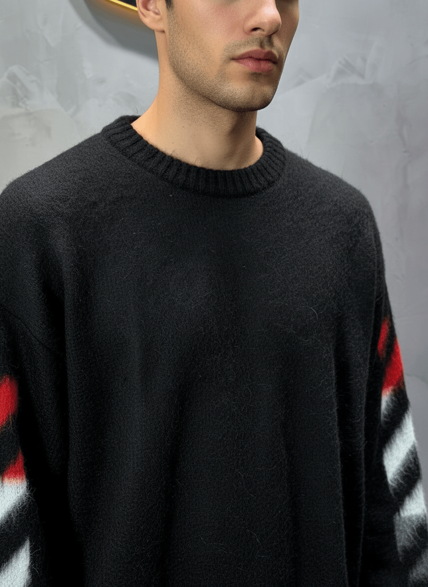 PULL TRICOT NOIR GRAPHIQUE 5108 - ZG PREMIUM