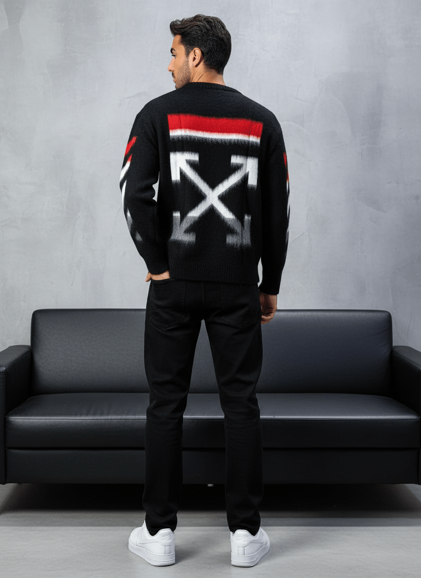 PULL TRICOT NOIR GRAPHIQUE 5108 - ZG PREMIUM