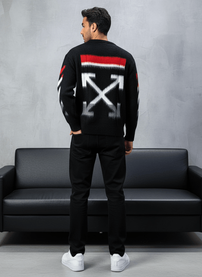 PULL TRICOT NOIR GRAPHIQUE 5108 - ZG PREMIUM