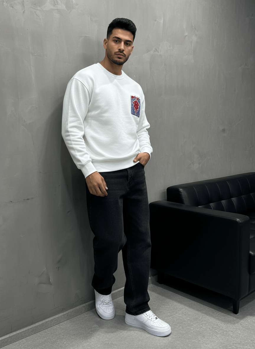 SWEAT BLANC ORNEMENTAL 7509 - ZG PREMIUM
