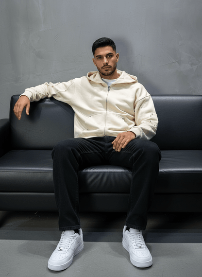 HOODIE BEIGE ZIP 5190 - ZG PREMIUM