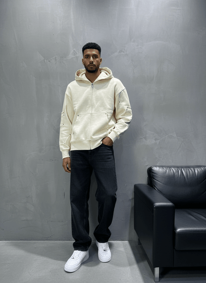 HOODIE BEIGE ZIP 5190 - ZG PREMIUM