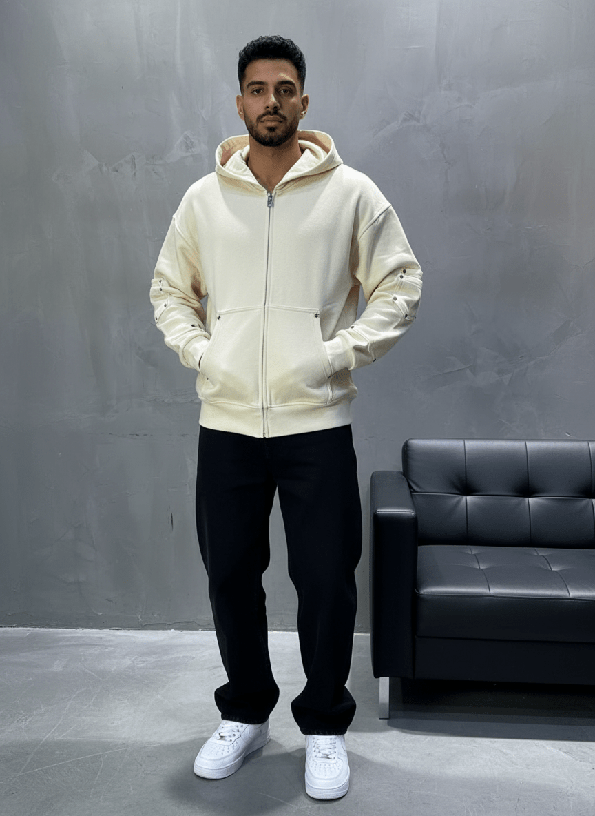 HOODIE BEIGE ZIP 5190 - ZG PREMIUM