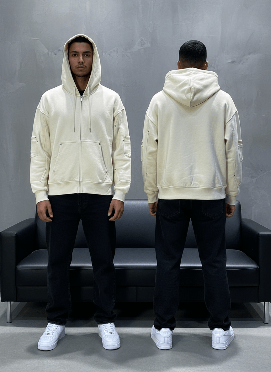 HOODIE BEIGE ZIP 5190 - ZG PREMIUM