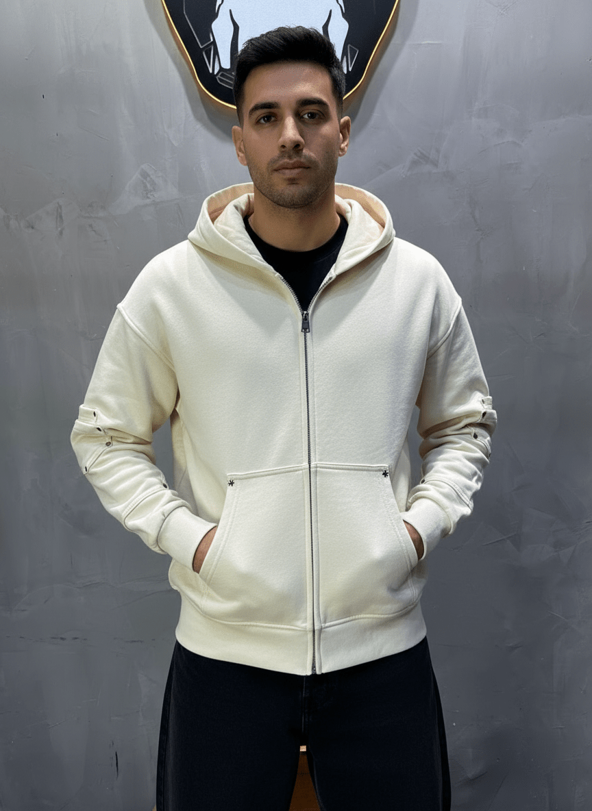 HOODIE BEIGE ZIP 5190 - ZG PREMIUM