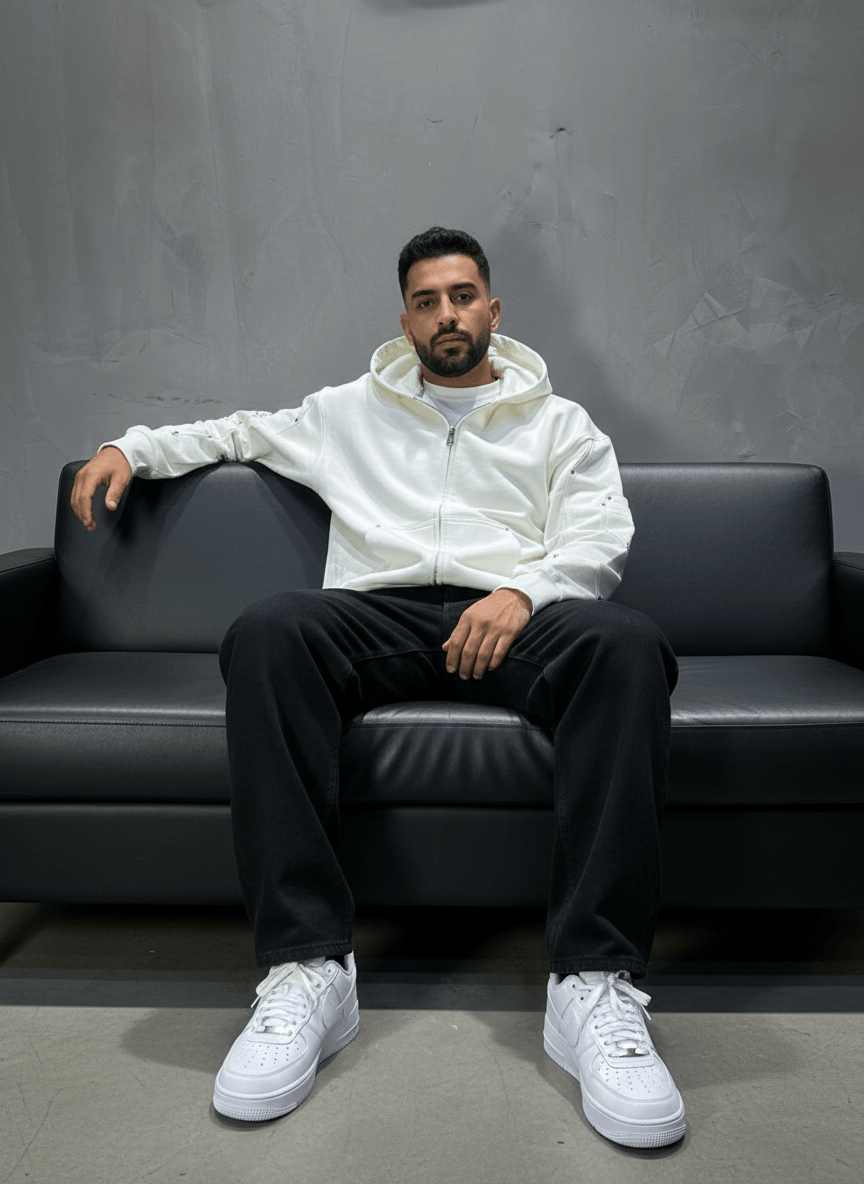 HOODIE BLANC ZIP 5190 - ZG PREMIUM