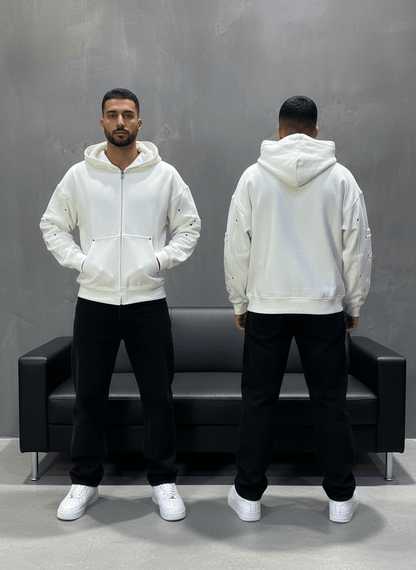 HOODIE BLANC ZIP 5190 - ZG PREMIUM