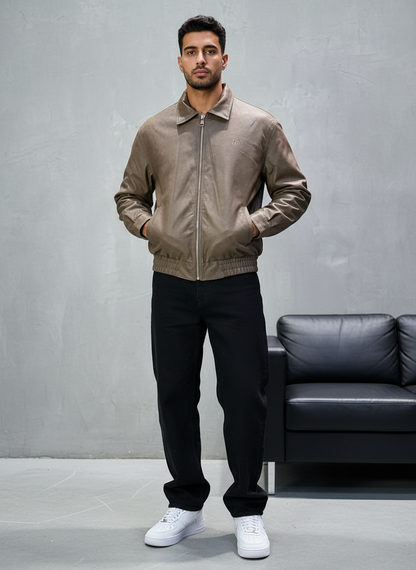 BOMBER CUIR KAKI CLASSIQUE 122