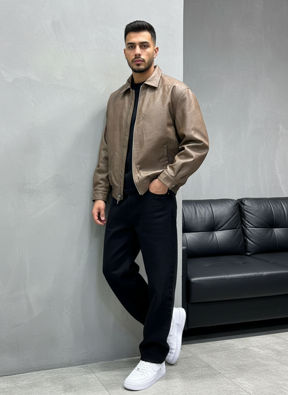 BOMBER CUIR KAKI CLASSIQUE 122