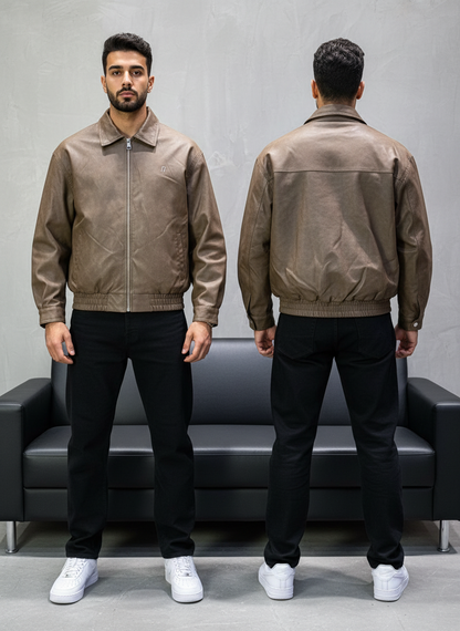 BOMBER CUIR KAKI CLASSIQUE 122