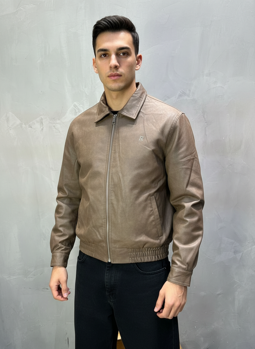 BOMBER CUIR KAKI CLASSIQUE 122