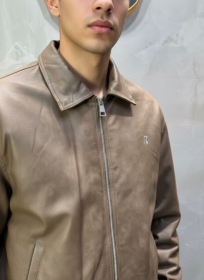 BOMBER CUIR KAKI CLASSIQUE 122