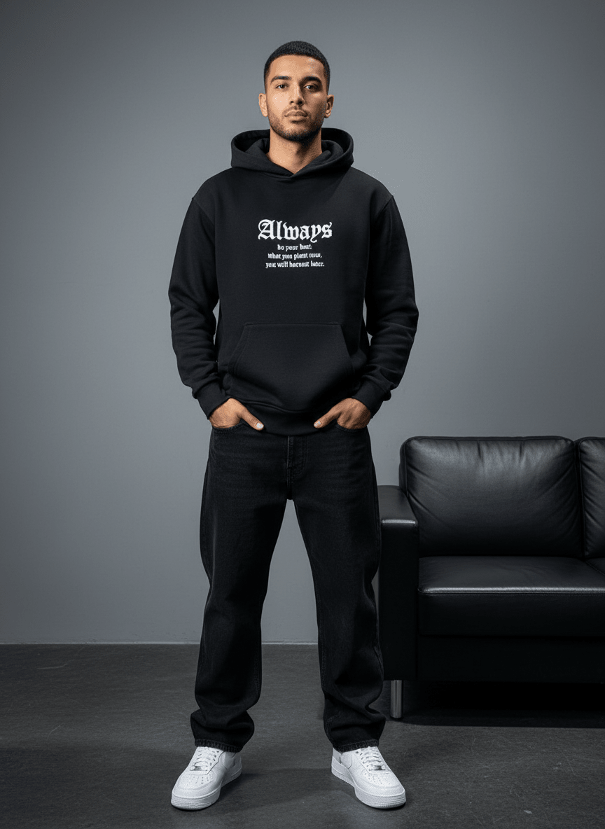 SWEAT CAPUCH NOIR ALWAYS 7528 - ZG PREMIUM