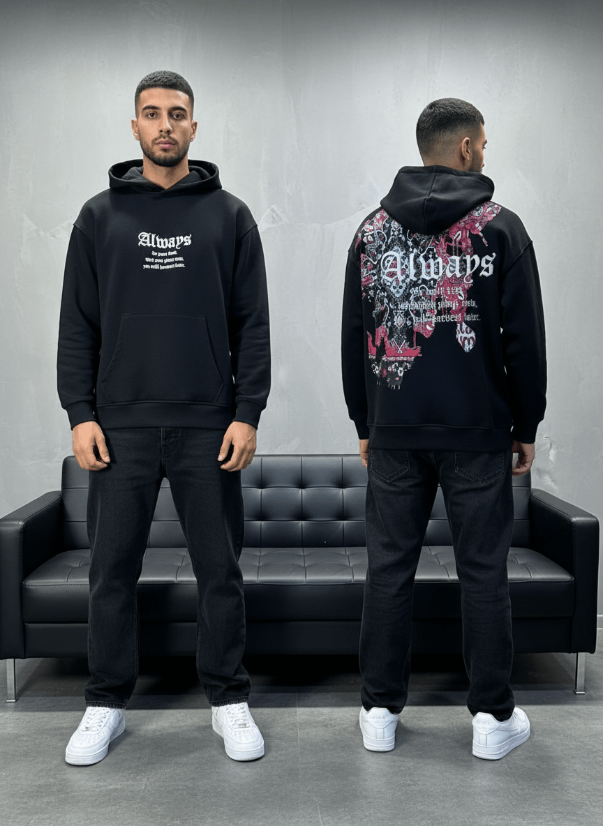 SWEAT CAPUCH NOIR ALWAYS 7528 - ZG PREMIUM
