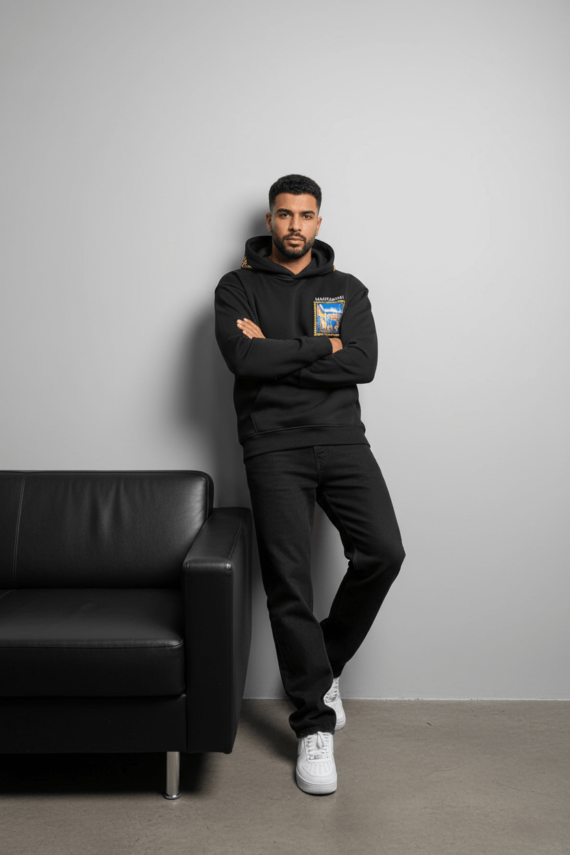 SWEAT A CAPUCH NOIR 7856 - ZG PREMIUM