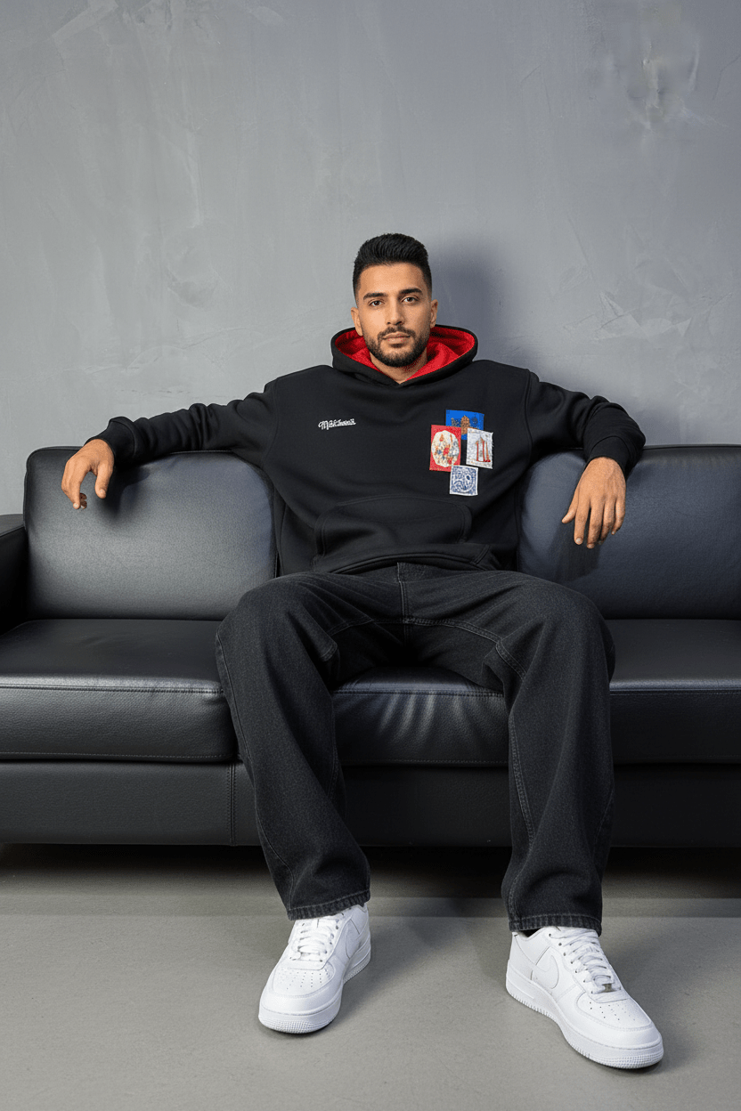 SWEAT A CAPUCH NOIR 7853 - ZG PREMIUM