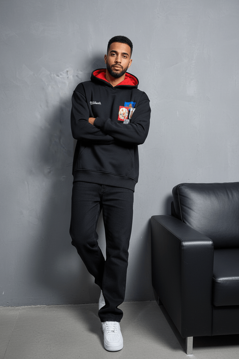 SWEAT A CAPUCH NOIR 7853 - ZG PREMIUM