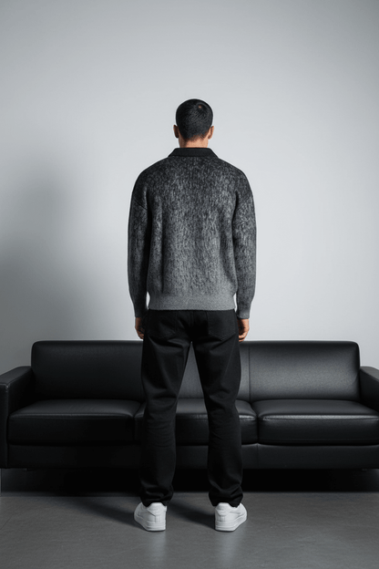 POLO TRICOT NOIR GRIS 6001 - ZG PREMIUM