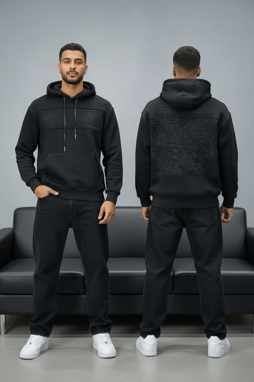 Hoodie régular size noire "Future Generation" - ZG PREMIUM