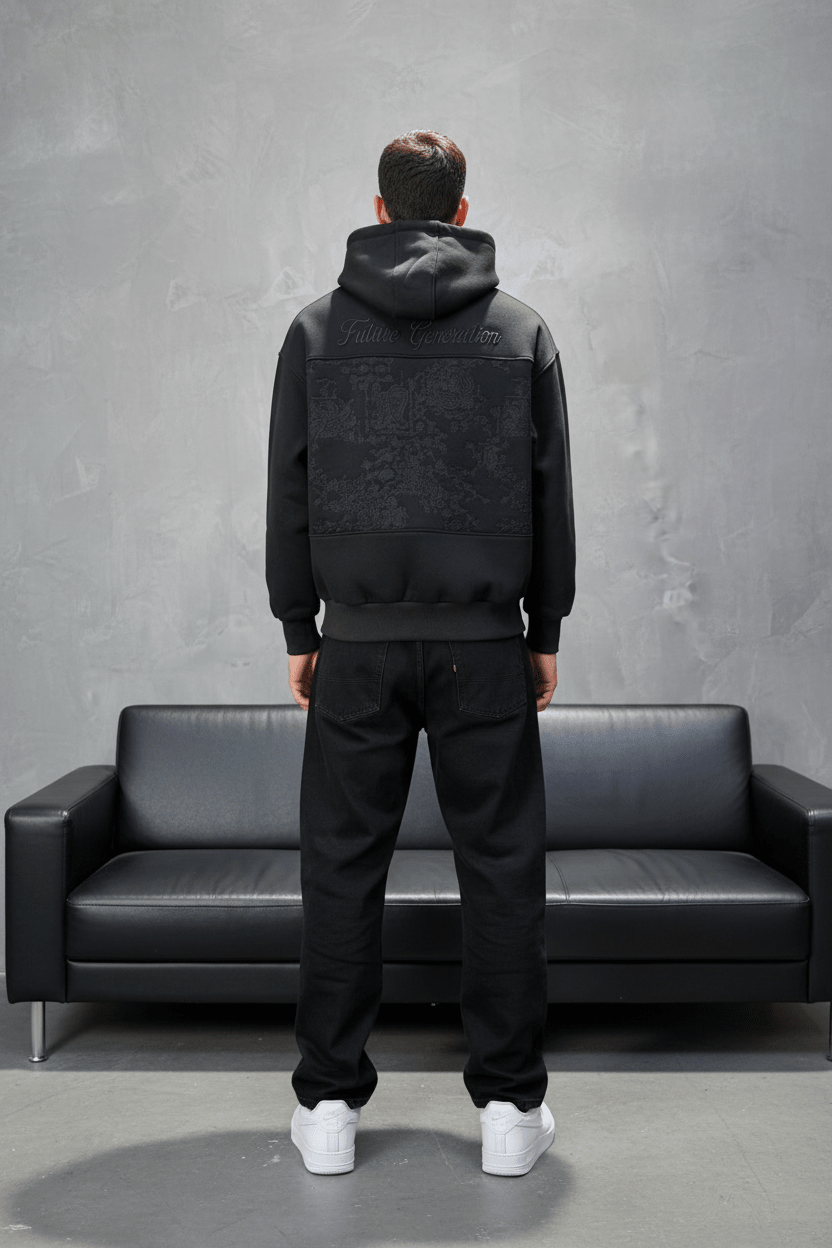 Hoodie régular size noire "Future Generation" - ZG PREMIUM