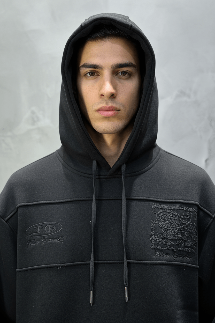 Hoodie régular size noire "Future Generation" - ZG PREMIUM