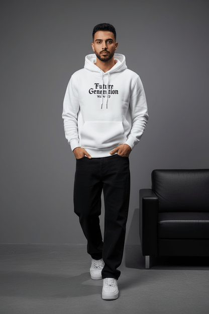 Hoodie régular size Blanc "Cadre Baroque" - ZG PREMIUM